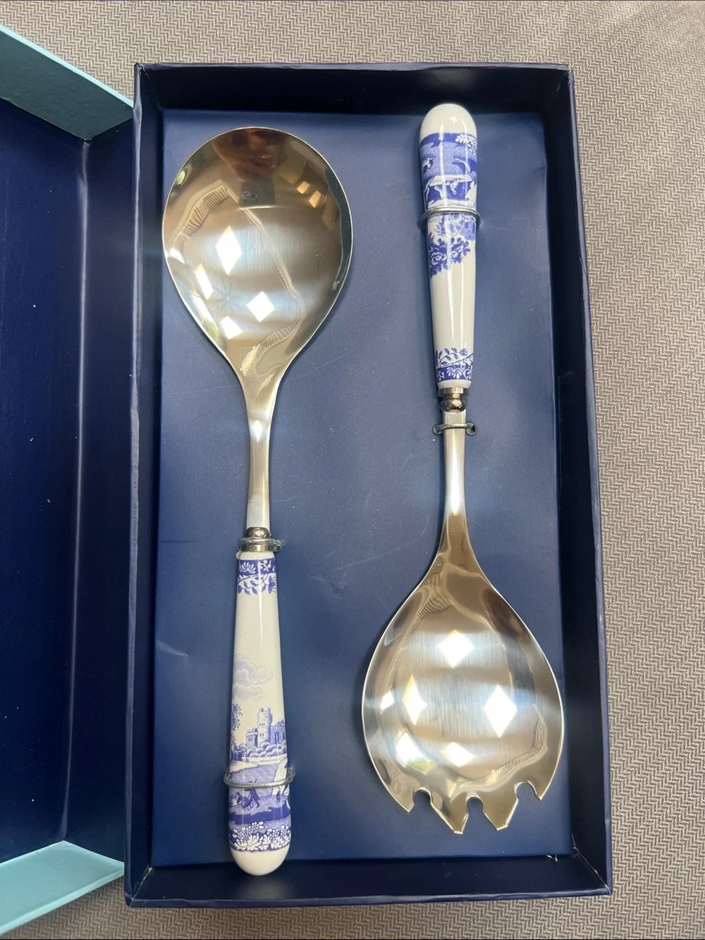 Spode Blue Italian Box - White with Navy Accent